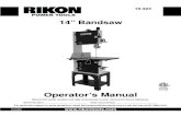 14” Bandsaw - Rockler Woodworking and Hardwarego.rockler.com/tech/rikon-10-324-open-stand-14-bandsaw-manual.pdf · 14” Bandsaw Operator’s Manual Record the serial number and