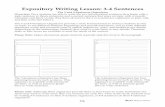 Expository Writing Lesson: 3-4 Sentences · Expository Writing Lesson: 3-4 Sentences The 3 and 4-Sentences Organizers Overview: Once students are able to write the two informational