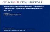 Teaching and Learning Materials in Tajikistan: How Do They ......Teaching and Learning Materials in Tajikistan: How Do They Align With Reading Research? 2 students were tested and