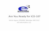 Are You Ready for ICD-10? - Partners Training Academy€¦ · Are You Ready for ICD-10? Vince Joyce, CPHIMS, Member ASC X12 e3 Informatics LLC. Objectives • Teach participants about