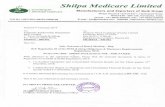 Shilpa Medicare Limited - ePARICHAYA Technologies€¦ · Shilpa Medicare Limited Registered office: It 12»6«214/A-1, Hyderabad Road, Raichu’r-584135 fo@vbshilpa.com.,Telephone