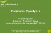 ExCo66 P2 - Bridgwater...Biomass Pyrolysis Tony Bridgwater Bioenergy Research Group Aston University, Birmingham B4 7ET, UK Aston University Bioenergy Research Group IEA Bioenergy,