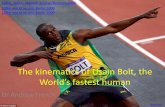 The kinematics of Usain Bolt, the World’s fastest human of Usain Bolt.pdf · The kinematics of Usain Bolt, the World’s fastest human Dr Andrew French 200m world record. Berlin