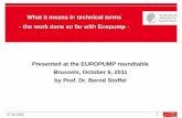 What it means in technical terms - the work done so far ... october roundtable/B...- the work done so far with Ecopump - Presented at the EUROPUMP roundtable Brussels, October 6, 2011