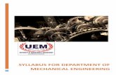 SYLLAUS FOR DEPARTMENT OF MEHANIAL ENGINEERI NG · Syllabus for Department Of Mechanical Engineering 1 ... requirement to complete the requirement of .Tech. Mechanical Engineering.