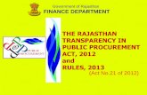 THE RAJASTHAN TRANSPARENCY IN PUBLIC PROCUREMENT ACThte.rajasthan.gov.in/dept/dce/uploads/doc/rtpp_act_ppt... · 2020-01-04 · The Rajasthan Transparency in Public Procurement Rules,