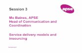 Mo Baines, APSE Head of Communication and Coordination ... Baines Steps to Insourcing an… · Head of Communication and Coordination Service delivery models and insourcing . What