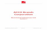 ACCO Brands Corporation... · School or learning products, including binders, pencil pouches, exercise books using colored plastics, coatings or printing inks, batteries Heavy Metals