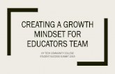 CREATING A GROWTH MINDSET FOR EDUCATORS … a Growth Mindset...For the Panel … How does the Growth Mindset for Educators Curriculum support the Student Success Commitments? \爀䈀爀漀愀搀攀爀