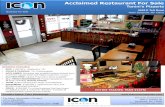 Acclaimed Restaurant For Sale...Contact Agent: Tyler Rombough The Icon Companies of Syracuse, LLC shall be held harmless as to the accuracy of the information contained herein, and