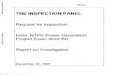 THE INSPECTION PANEL - World Bankdocuments.worldbank.org/curated/en/797871468750294900/... · 2016-07-17 · THE INSPECTION PANEL Request for Inspection India: NTPC Power Generation