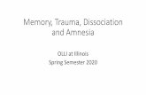 Memory, Trauma, Dissociation and Amnesiaolli.illinois.edu/downloads/courses/2020 Spring Courses/Trama... · • Nothing about Barbra Streisand's previous acting or direction is preparation