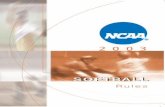 NCAA 2003 Softball Rules - Angelfire8 Numerous editorial changes were made in the 2003 edition of the NCAA Softball Rules Book. Only those changes which clarified the previous rule