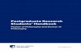 Postgraduate Research Students' Handbook · Postgraduate Research Students’ Handbook ... All MPhil and PhD students registered at Harper Adams University, either full-time or part-time