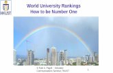 World University Rankings How to be Number One...Leiden % top 10% 903 164 U.S. News Global 1000 198 Webometrics – Ranking Web >20,000 201-300 ARWU – Academic Ranking … 800 243