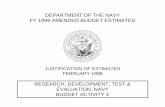 DEPARTMENT OF THE NAVY FY 1999 AMENDED BUDGET … · department of the navy fy 1999 amended budget estimates justification of estimates february 1998 research, development, test &