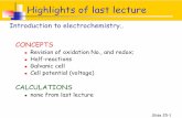 Thermochemistry (4 lectures)...Slide 25-1 Highlights of last lecture Introduction to electrochemistry.. CONCEPTS Revision of oxidation No., and redox; Half-reactions Galvanic cell