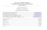 MACLAY UPPER SCHOOL CURRICULUM - Maclay School€¦ · MACLAY UPPER SCHOOL CURRICULUM GUIDE & BOOK LIST 2016-2017 3737 N. Meridian Road ... Most of the grade for the course will come
