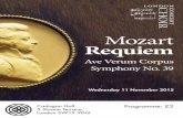 Mozart Requiem - London Concert Choir...Wednesday 11 November 2015 Cadogan Hall Mozart: Ave Verum Corpus Symphony No. 39 INTERVAL Requiem London Concert Choir London Mozart Players