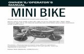 OWNER’S/OPERATOR’S MINI BIKE - GoKarts USAgokartsusa.com/pdf/MD_Owners_Manual.pdfOWNER’S/OPERATOR’S. MANUAL. Always wear a helmet it could save your life! READ THIS MANUAL