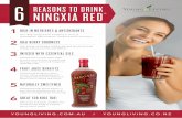 6 NINGXIA RED REASONS TO DRINK - Young Living...REASONS TO DRINK 6 NINGXIA RED® RICH IN NUTRIENTS & ANTIOXIDANTS Your daily energy boost including an array of antioxidants, beta-carotene,