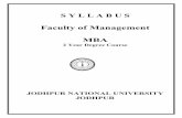Faculty of Management MBA - result-jnu.com Syllabus 2015.… · FACULTY OF MANAGEMENT JODHPUR NATIONAL UNIVERSITY MBA REGULAR TWO YEAR PROGRAM INTRODUCTION: This is a two year full