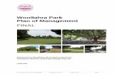 Woollahra Park Plan of Management FINAL€¦ · The Woollahra Park Plan of Management (PoM) provides a framework to guide the future use and development of Woollahra Park. The PoM