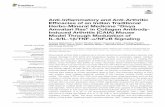 Anti-Inflammatory and Anti-Arthritic Efficacies of an ...€¦ · was found to inhibit the release of IL-6, IL-1β, TNF-α, and upstream inflammatory gene regulatory protein, NFκB.