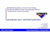 SPAWAR S&T OPPORTUNITIES€¦ · SPAWAR Systems Center San Diego TEAM SPAWAR Chief Technology Officer “Leadership and Innovation” SPAWAR S&T OPPORTUNITIES 17 Apr 2008 Mr. Gary