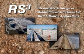 RS - Rocscience · new software program for 3-dimensional analysis and design of geotechnical structures – RS3 – a general purpose finite element analysis program for underground