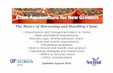 Basics of Harvesting and Handling Clams · The Basics of Harvesting and Handling Clams Clam Aquaculture for New Growers Updated August 2014. Water Classifications (Excerpted from