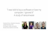 “I was told to buy a software or lose my computer. I ...web.stanford.edu/~csimoiu/doc/2019_ransomware_SOUPS.pdf · Pre-paid cash voucher 42% Wire transfer 14% Cryptocurrency 12%