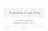 Programming in Logic: Prolog - University of Auckland€¦ · MB: 5 March 2001 CS360 Lecture 4 3 Programming Patterns Today we start actually looking at programs We will look at a