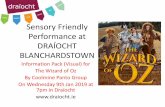 Sensory Friendly Performances at DRAÍOCHT BLANCHARDSTOWN · 2019-01-07 · The Wizard appears on a screen and talks to the audience. The Wicked Witch enters and talks back to the