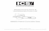 Replacement Parts & Accessories Price List...2018 ICS, Blount International Inc. Supersedes all previous pricing. Specications and pricing are subect to change without notice. REV09082018