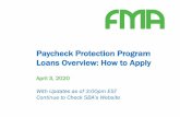Paycheck Protection Program Loans Overview: How …...2020/04/03  · The Paycheck Protection Program is a loan administered by the Small Business Administration designed to provide