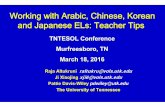 Working with Arabic, Chinese, Korean and Japanese ELs: Teacher …web.utk.edu/~wiley/papers/TNTESOL2016_Altukruni,_Xiaojing... · 2016-03-17 · Working with Arabic, Chinese, Korean