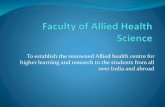 To establish the renowned Allied health centre for higher learning … · 2018-02-02 · Admission contd. Laid stress on quality by Eligibility criteria for Diploma students from