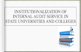 INSTITUTIONALIZATION OF INTERNAL AUDIT SERVICE IN STATE ... OF INT… · SUCs (ROSSSS) - Non Teaching Personnel plantilla items IAS in SUCs. Revised Organizational Structure and Staffing