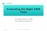 Evalua&ng the Right 340B Tools - Visante€¦ · Evalua&ng the Right 340B Tools Tony Zappa, Pharm.D., MBA Vice President, Visante Inc. 11/9/2016 (c) 2016 Pharmacy Stars LLC All Rights