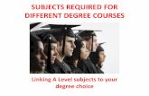 SUBJECTS REQUIRED FOR DIFFERENT DEGREE COURSES · 2018-11-22 · Mechanical Engineering Maths, Physics Further Maths, Design Technology. Mechanical Engineering departments may have