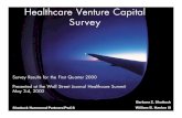 Healthcare Venture Capital Survey · Healthcare Venture Capital Survey Survey Results for the First Quarter 2000 Presented at the Wall Street Journal Healthcare Summit May 3-4, 2000
