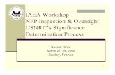 IAEA Workshop NPP Inspection & Oversight USNRC'S ... · for Generic PWR Nuclear Power Plant Row Approximate Frequency Example Event Type Initiating Event Likelihood (Initiating Event