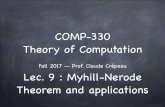 COMP-330 Theory of Computation - McGill Universitycrypto.cs.mcgill.ca/~crepeau/COMP330/LECTURE-9.pdf · COMP-330 Theory of Computation Fall 2017 -- Prof. Claude Crépeau Lec. 9 :