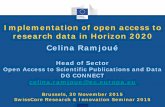 Implementation of open access to research data in Horizon 2020 … · Implementation of open access to research data in Horizon 2020 Brussels, 30 November 2015 SwissCore Research
