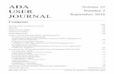 ADA Volume 37 USER Number 3 JOURNAL September 2016 · 2017-10-25 · 123 Ada User Journal Volume 37, Number 3, September 2016 Editorial In this issue of the Ada User Journal, we continue