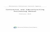 MPCA Contractor and Subcontracting Purchasing …€¦ · Web viewContractor and Subcontracting Purchasing Manual February 2016 Minnesota Pollution Control Agency 520 Lafayette Road