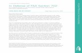 A HOOVER INSTITUTION ESSAY In Defense of FAA Section 702...A HOOVER INSTITUTION ESSAY In Defense of FAA Section 702 AN EXAMINATION OF ITS JUSTIFICATION, OPERATIONAL EMPLOYMENT, AND
