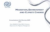 MIGRATION, ENVIRONMENT AND CLIMATE CHANGE...MIGRATION, ENVIRONMENT AND CLIMATE CHANGE Consultations Civil Society-IOM 2015 Dina IONESCO, Head MECC Division, Department for Migration
