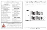 Calendar of HTLC Events Holy Trinity Lutheran Church · • Richard Jaworski, friend of Bill & Pamm Cox • Jim Little • Sandy Little • John & Laura Locher, brother of Anne Knudten